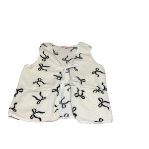 NEW Seventh & Sunset Cream Fleece Bow Print Vest XS | Tie Front women size xs